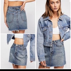 Free People rugged denim skirt sz 27 NWT.